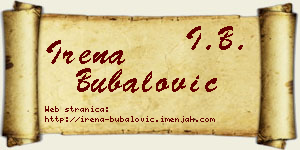 Irena Bubalović vizit kartica